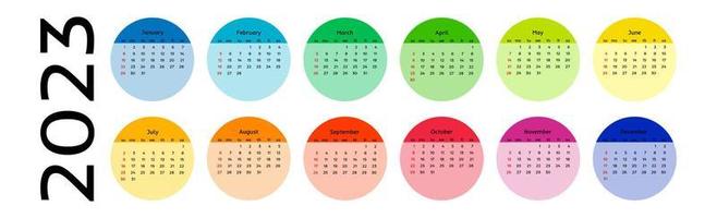 calendario para 2023 aislado en un fondo blanco vector