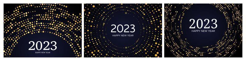 2023 feliz año nuevo de patrón de brillo dorado vector