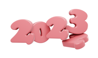 3D Render New Year 2022 change to  2023 number. 3D Render illustration. png