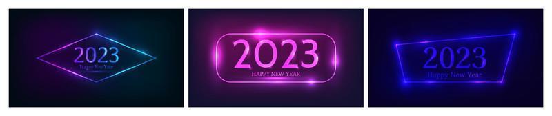 2023 Happy New Year neon background vector