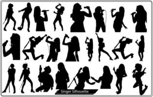Collection of Woman Singer silhouettes in different poses vector
