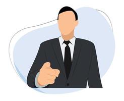 businessman pointed firmly. index finger. flat vector illustration of businessman pointing firmly. businessman with pointing hand