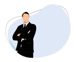 silueta de hombre de negocios con espacio vacío en el lateral. silueta plana vectorial de un hombre vestido con un traje negro vector