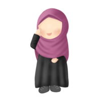 personnage chibi mignon portant le hijab png