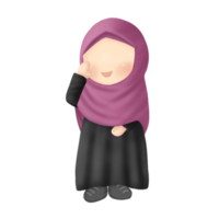 personagem chibi fofo usando hijab png