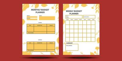 Modern design Vector planner pages templates. Daily, weekly, monthly, project, budjet and meal planners with vector asset illustration for budgetin plan on eps 10 format