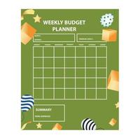 Modern design Vector planner pages templates. Daily, weekly, monthly, project, budjet and meal planners with vector asset illustration for budgetin plan on eps 10 format