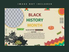 banner vectorial o plantilla de volante con un diseño colorido abstracto para conmemorar y celebrar el mes de la historia negra en América y África vector