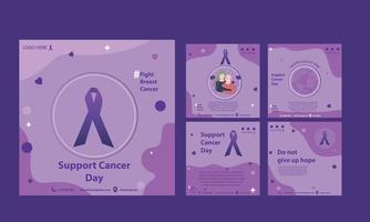 plantilla de publicación en redes sociales día mundial contra el cáncer para conmemorar el día mundial contra el cáncer el 4 de febrero con formato vectorial eps 10 vector