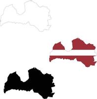 Map Latvia on white background. Latvia Map Outline. Latvia vector map with the flag inside.