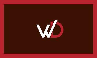 alfabeto letras iniciales monograma logo wd, dw, w y d vector