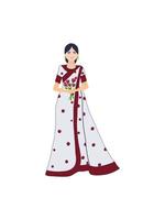 ilustración vectorial de dama sari. mujer vistiendo un hermoso sari tradicional con flor vector