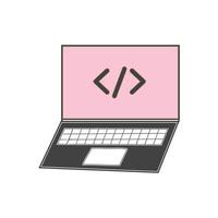 laptop flat icon coding laptop flat vector illustration