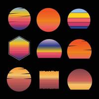 Set of retro vintage sunset illustrations vector background