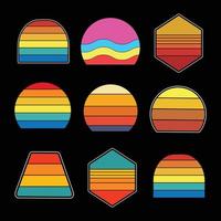 Set of retro vintage sunset illustrations vector background