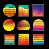 Set of retro vintage sunset illustrations vector background