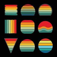 conjunto de ilustraciones de puesta de sol vintage retro vector de fondo