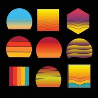 Set of retro vintage sunset illustrations vector background