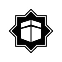 The icon of the Kaaba as a Muslim holy place for worship directions in an octagonal star vector