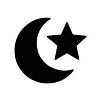 The crescent moon and star icon in front of it vector