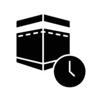 icono de kaaba y reloj para mostrar los tiempos de oración para los musulmanes vector