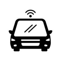 Front view smart car icon with wireless signal on it vector