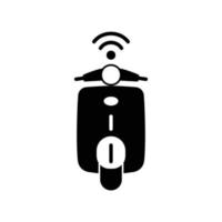 Smart scooter or motorcycle icon with wireless signal vector