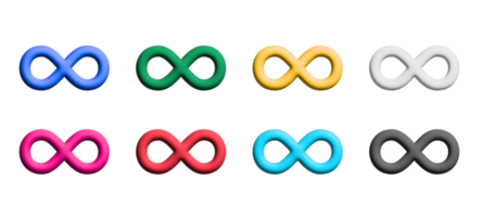 conjunto de ícones do infinito, elementos gráficos de símbolos coloridos png