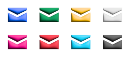ensemble d'icônes d'enveloppe fermée, éléments graphiques de symboles colorés png