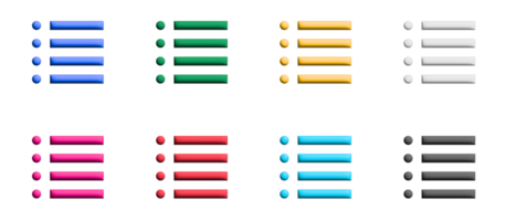 conjunto de iconos de lista, elementos gráficos de símbolos de colores png