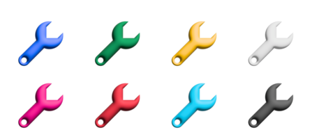 wrench icon set, colored symbols graphic elements png