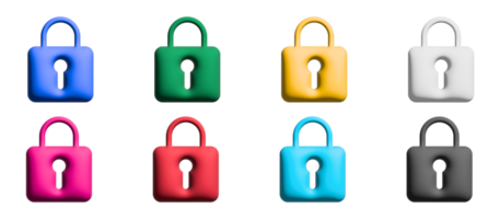 key lock icon set, colorful symbols graphic elements png
