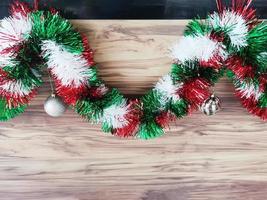 christmas wreath on wooden background photo