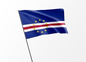 Cape Verde flag flying high in the isolated background Cape Verde independence day photo