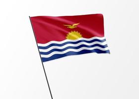 Kiribati flag flying high in the isolated background Kiribati independence day photo