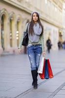 Young woman in Christmas shopping photo