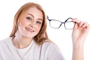 beautiful young women with eye glasses photo