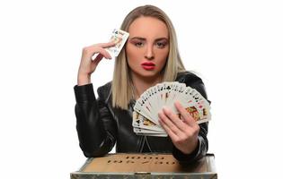 pretty young woman gambling