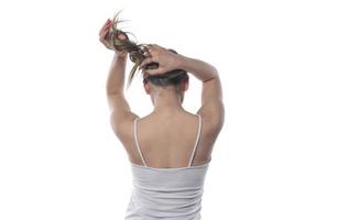 woman tied her hair photo