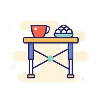 Camping Table vector filled outline icon with background style illustraion. Camping and Outdoor symbol EPS 10 file