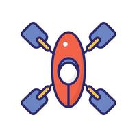 Canoe vector flat icon with background style illustraion. Camping and Outdoor symbol EPS 10 file.