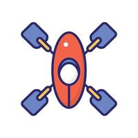 Canoe vector flat icon with background style illustraion. Camping and Outdoor symbol EPS 10 file.