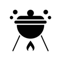 Grill vector Solid icon with background style illustraion. Camping and Outdoor symbol EPS 10 file