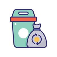 bolsas de basura vector icono plano con ilustración de estilo de fondo. camping y símbolo al aire libre archivo eps 10