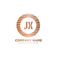 JX Initial Letter circle wood logo template vector