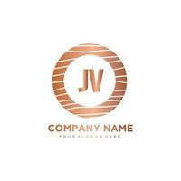 JV Initial Letter circle wood logo template vector