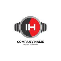 IH Letter Logo Design Icon fitness and music Vector Symbol.