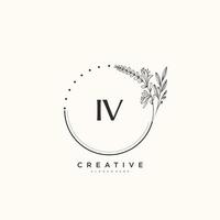 arte del logotipo inicial del vector de belleza iv, logotipo de escritura a mano de la firma inicial, boda, moda, joyería, boutique, floral y botánica con plantilla creativa para cualquier empresa o negocio.