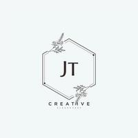 JT Beauty vector initial logo art, handwriting logo of initial signature, wedding, fashion, jewerly, boutique, floral and botanical with creative template for any company or business.