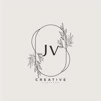 JV Beauty vector initial logo art, handwriting logo of initial signature, wedding, fashion, jewerly, boutique, floral and botanical with creative template for any company or business.